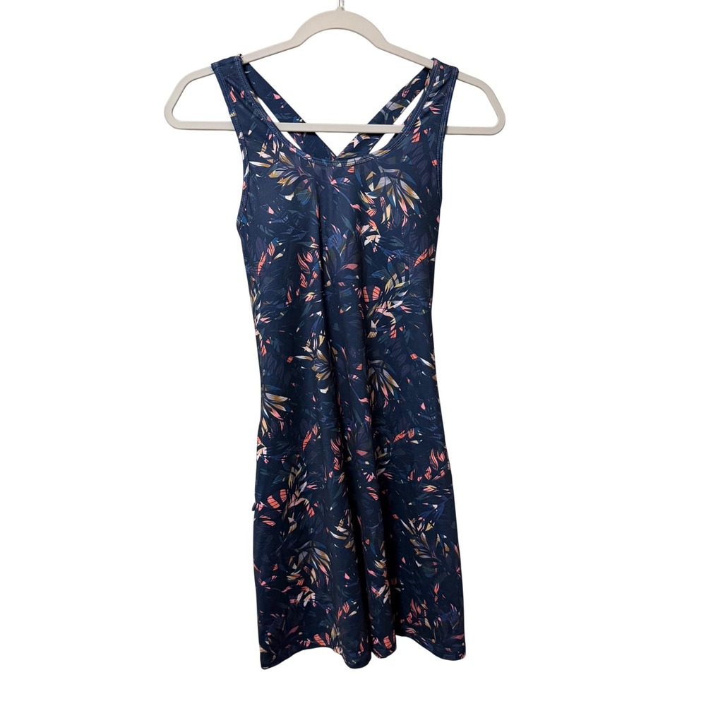Kyodan Active Dress Womens Small Blue Tropical Leaf Strappy Athletic Pocket